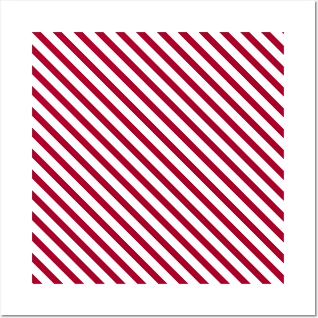 Red and White Candy Cane Stripes Diagonal Lines Wall Art by squeakyricardo